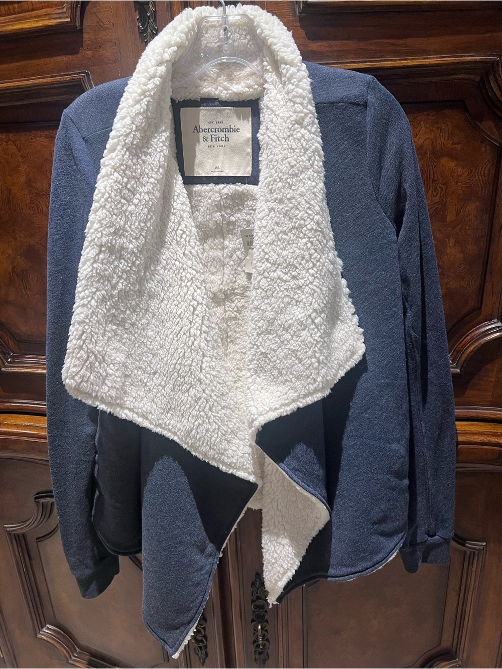 Abercrombie & Fitch Navy Jacket with Cream Sherpa Lining